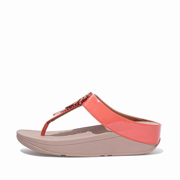 Fitflop Fino Faux Leather Zehenstegsandalen Damen - Koralle Rosa AT-894135